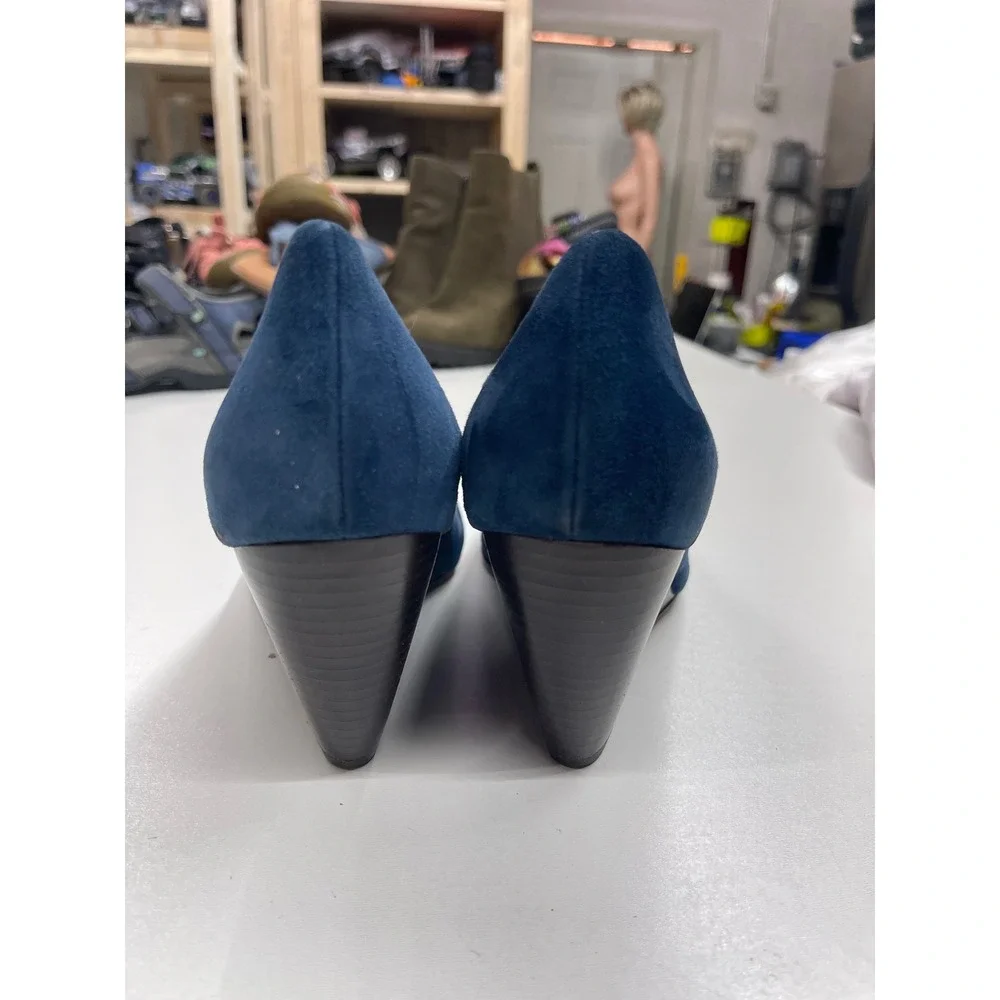 Cole Haan Nike Air Blue Suede Wedge Pumps Shoes Womens 9.5 B D40826